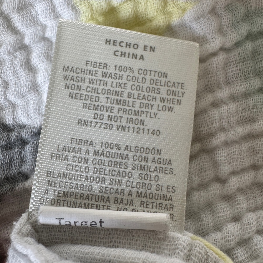 Cloud Island Baby Blanket White Cotton Muslin Gauze Triangle Print Yellow Grey - Picture 3 of 5
